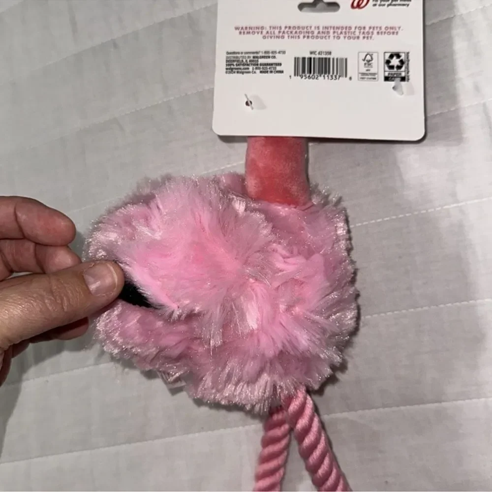 PETSHOPPE Pink Flamingo Plush Rope Squeaky Sound Dog Toy